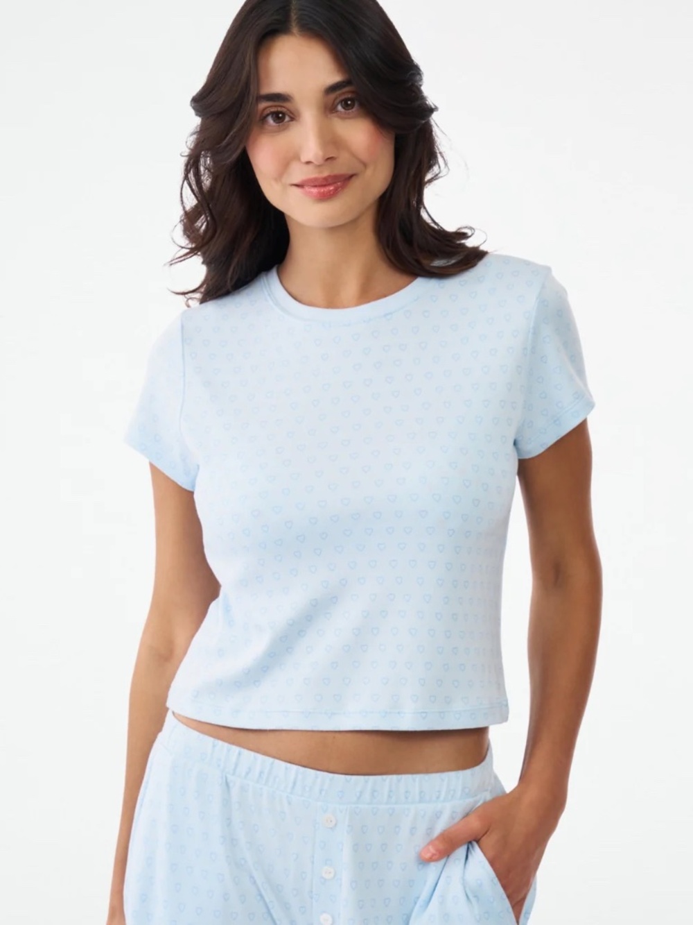 Roller Rabbit Women's Tonal Blue Heart Pajama Set